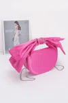 Fashnzfab Oversized Bow Handle Satin Crossbody Bag In Pink