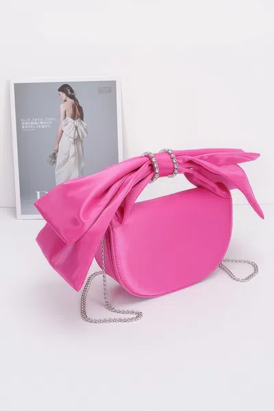 Fashnzfab Oversized Bow Handle Satin Crossbody Bag In Pink