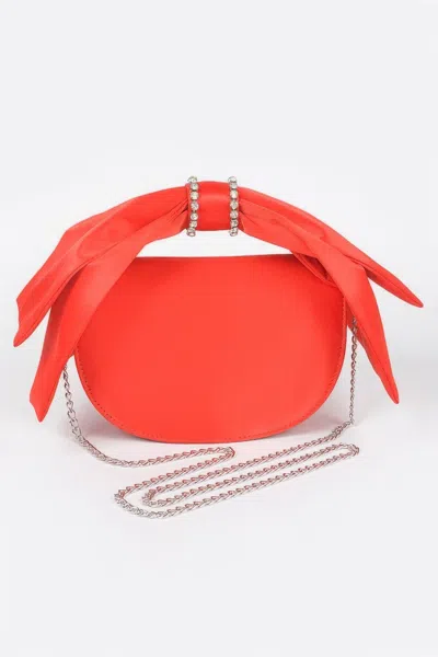 Fashnzfab Oversized Bow Handle Satin Crossbody Bag In Red