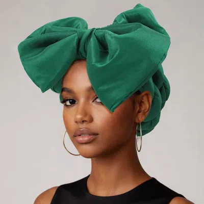 Fashnzfab Oversized Bow Statement Turban Hair Wrap In Brown