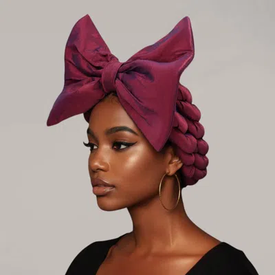 Fashnzfab Oversized Bow Statement Turban Hair Wrap In Pink