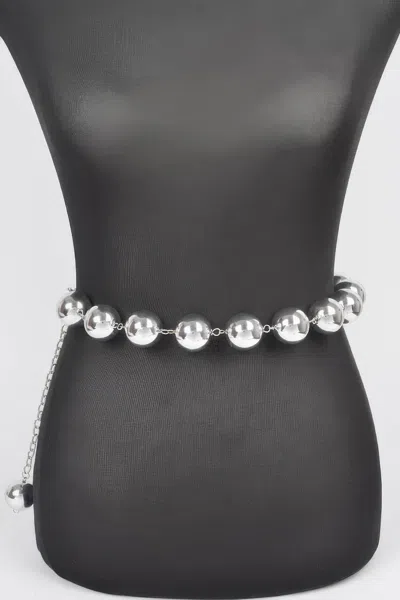 Fashnzfab Oversized Ccb Ball Chain Belt In Metallic