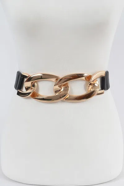 Fashnzfab Oversized Chain Plus Size Elastic Belt In Black