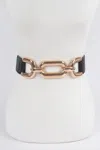 Fashnzfab Oversized Chain Plus Size Elastic Belt In Black