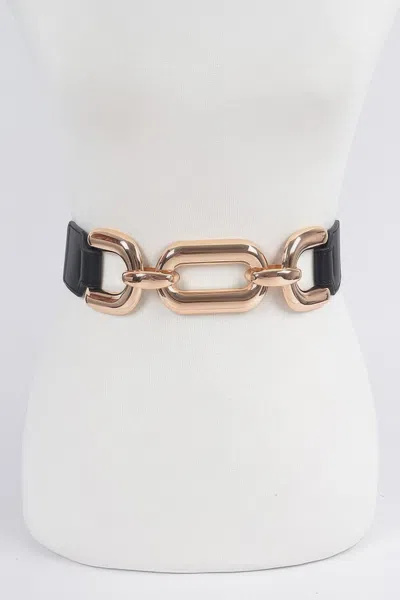 Fashnzfab Oversized Chain Plus Size Elastic Belt In Black