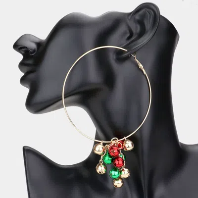Fashnzfab Oversized Christmas Bell Metal Hoop Earrings In Gold