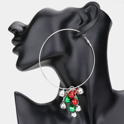 Fashnzfab Oversized Christmas Bell Metal Hoop Earrings In Multi