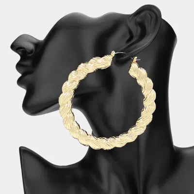 Fashnzfab Oversized Chunky Textured Metal Pin Catch Hoop Earrings In Gold