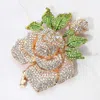 Fashnzfab Oversized Crystal Pave Rose Brooch In Multi