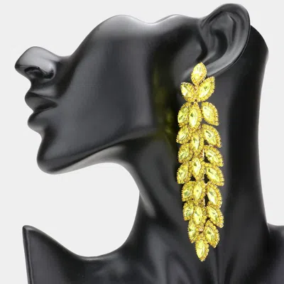 Fashnzfab Oversized Crystal Rhinestone Marquise Evening Earrings - Yellow In Gold