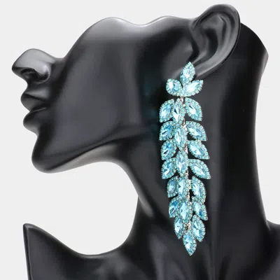 Fashnzfab Oversized Crystal Rhinestone Marquise Evening Earrings In Blue