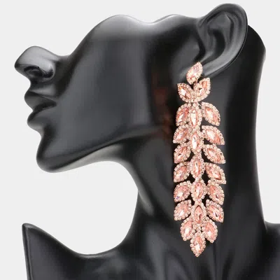 Fashnzfab Oversized Crystal Rhinestone Marquise Evening Earrings In Pink