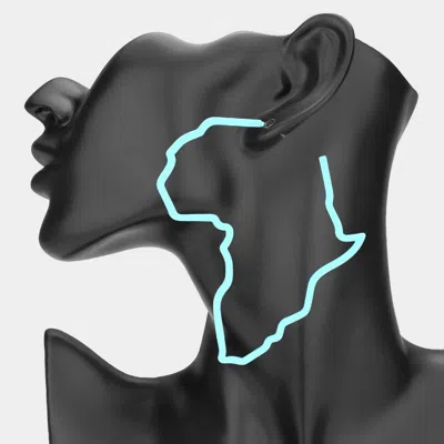 Fashnzfab Oversized Cutout Open Africa Map Hoop Earrings - Blue