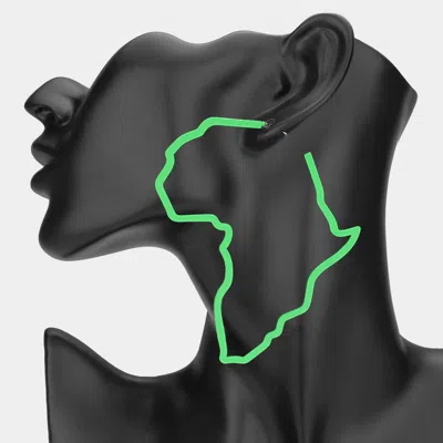 Fashnzfab Oversized Cutout Open Africa Map Hoop Earrings In Green