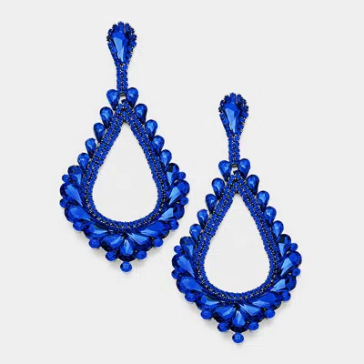 Fashnzfab Oversized Cutout Teardrop Cluster Vine Evening Earrings In Blue