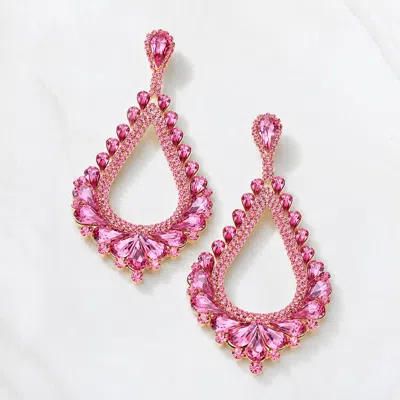 Fashnzfab Oversized Cutout Teardrop Cluster Vine Evening Earrings In Pink