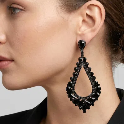 Fashnzfab Oversized Cutout Teardrop Cluster Vine Evening Earrings In Silver