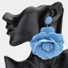 Fashnzfab Oversized Denim Fabric Flower Drop Dangle Earrings In Multi