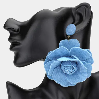 Fashnzfab Oversized Denim Fabric Flower Drop Dangle Earrings In Multi
