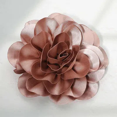 Fashnzfab Oversized Fabric Floral Hair Clip Hair Band Pin Brooch In Brown
