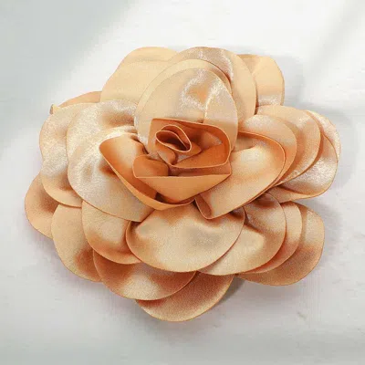 Fashnzfab Oversized Fabric Floral Hair Clip Hair Band Pin Brooch In Orange