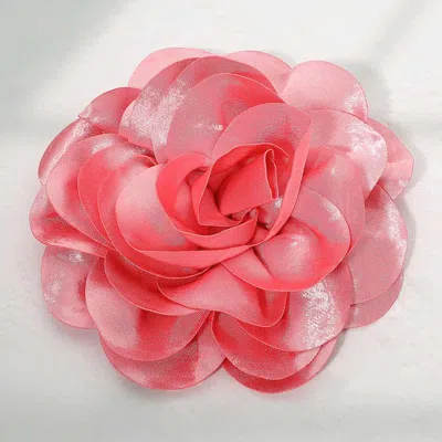 Fashnzfab Oversized Fabric Floral Hair Clip Hair Band Pin Brooch In Pink