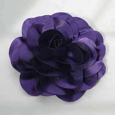 Fashnzfab Oversized Fabric Floral Hair Clip Hair Band Pin Brooch In Purple