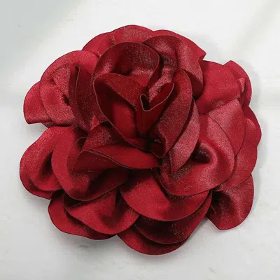 Fashnzfab Oversized Fabric Floral Hair Clip Hair Band Pin Brooch In Red