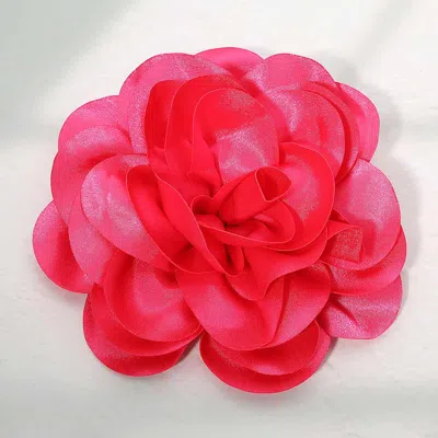 Fashnzfab Oversized Fabric Floral Hair Clip Hair Band Pin Brooch In Pink