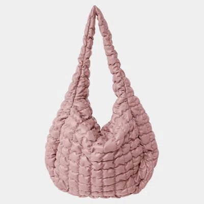 Fashnzfab Oversized Faux Leather Quilted Puffer Shoulder / Crossbody Bag Cloud Bag In Pink