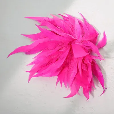 Fashnzfab Oversized Feather Flower Hair Clip Pin Brooch 8.5" X 8.5" In Pink
