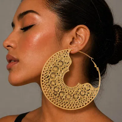 Fashnzfab Oversized Filigree Hoop Statement Earrings In Gold