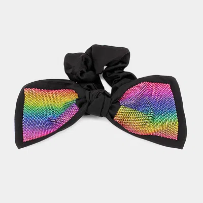 Fashnzfab Oversized Flexible Bling Bow Scrunchie Hairband In Multi
