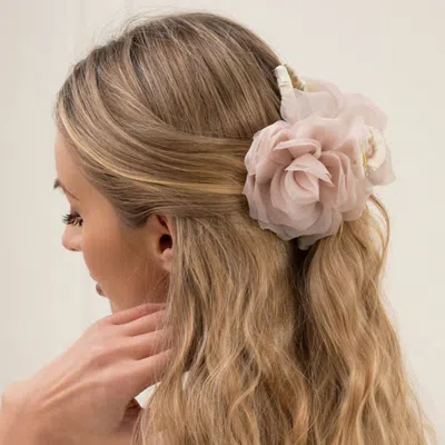 Fashnzfab Oversized Floral Hair Claw Clip In Pink