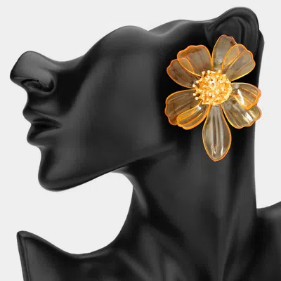 Fashnzfab Oversized Floral Statement Earrings In Pink