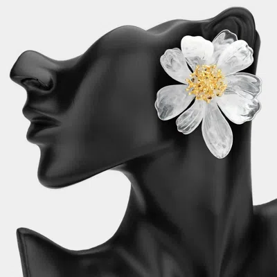 Fashnzfab Oversized Floral Statement Earrings In Silver