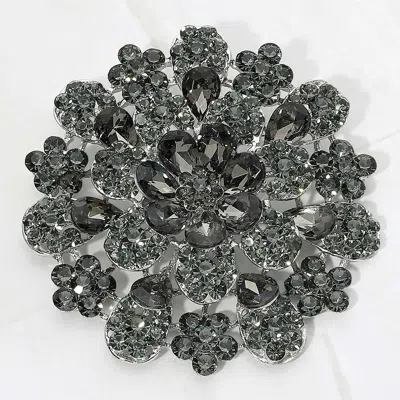 Fashnzfab Oversized Flower Crystal Pave Pin Brooch In Multi