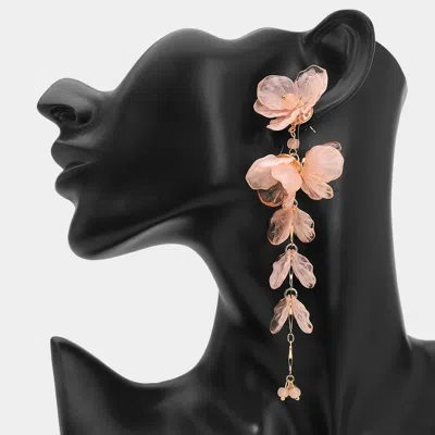 Fashnzfab Oversized Flower Petal Dropdown Earrings In Pink