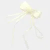 Fashnzfab Oversized Flower Pointed Bow Barrette In White