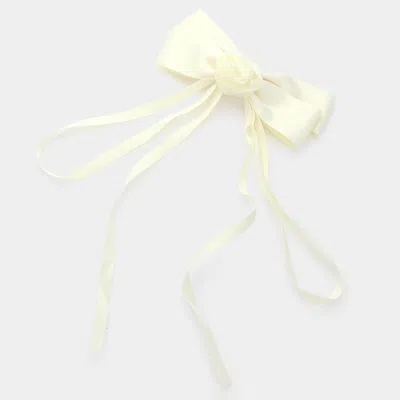 Fashnzfab Oversized Flower Pointed Bow Barrette In White