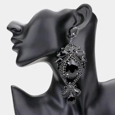 Fashnzfab Oversized Glass Crystal Stone Pave Crystal Rhinestone Evening Earrings In Multi