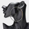 Fashnzfab Oversized Glittered Hoop Earrings - Black, Gold In Silver