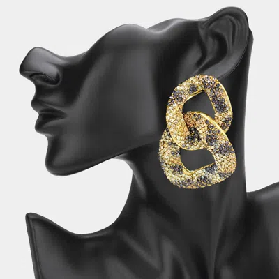 Fashnzfab Oversized Leopard Bling Studded Chunky Link Earrings In Multi