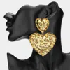 Fashnzfab Oversized Leopard Pattern Printed Double Heart Dangle Earrings In Black