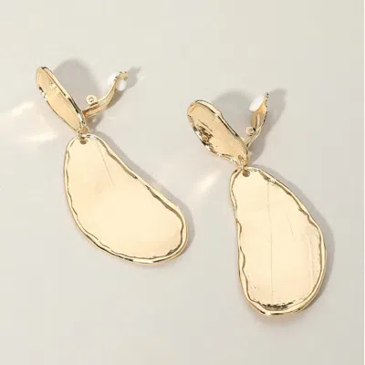 Fashnzfab Oversized Metal Abstract Teardrop Plate Dangle Earrings In Gold
