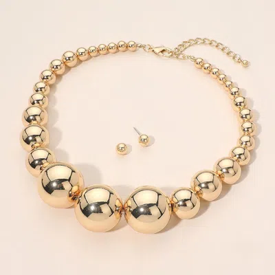 Fashnzfab Oversized Metal Ball Beaded Statement Necklace In Gold