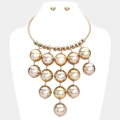 Fashnzfab Oversized Metal Ball Chandelier Statement Necklace In Multi