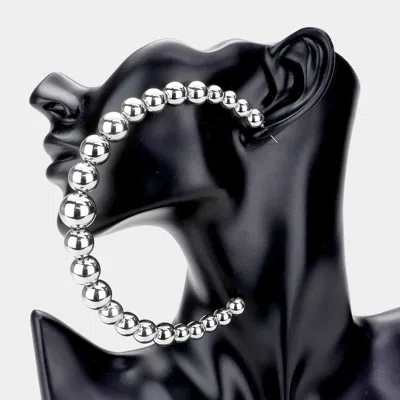 Fashnzfab Oversized Metal Ball Half Hoop Earrings - Rhodium In Multi