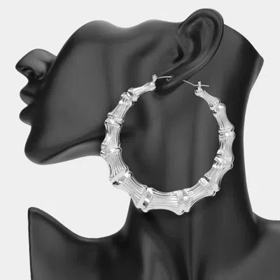 Fashnzfab Oversized Metal Bamboo Pin Catch Hoop Earrings In Multi