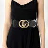 Fashnzfab Oversized Metal Buckle Accented Elastic Belt In Black
